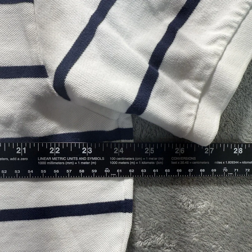 Polo Ralph Lauren Polo Shirt Mens XL White Blue‎ Striped Preppy Casual